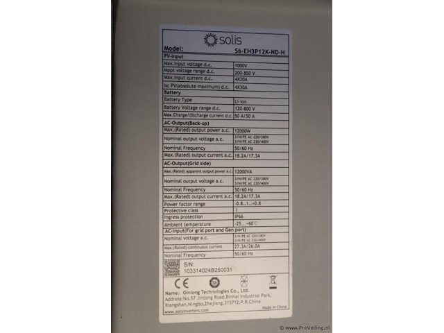 Solis hybride omvormer s6-eh3p12k-nd-h, 3 fase - afbeelding 3 van  4