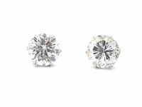 Solitair diamanten oorbellen met goud en platina - afbeelding 2 van  7
