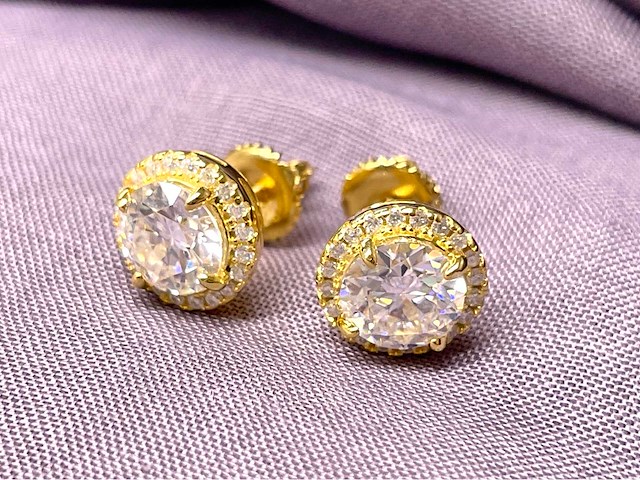 Solitair oorbellen entourage briljanten hoge kwaliteit - afbeelding 1 van  8