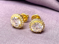 Solitair oorbellen entourage briljanten hoge kwaliteit