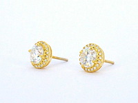 Solitair oorbellen entourage briljanten hoge kwaliteit - afbeelding 4 van  8