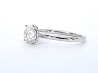 Solitaire ring met een natuurlijke briljant geslepen diamant van 1.20 carat en hidden halo - afbeelding 6 van  12