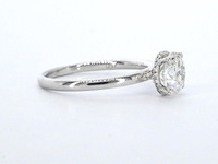 Solitaire ring met een natuurlijke briljant geslepen diamant van 1.20 carat en hidden halo - afbeelding 7 van  12