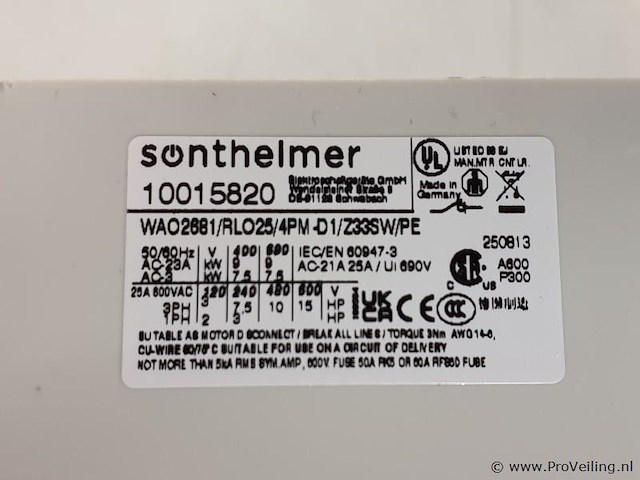 Sonthelrmer , hoofdschakelaar 10015820 - afbeelding 2 van  3