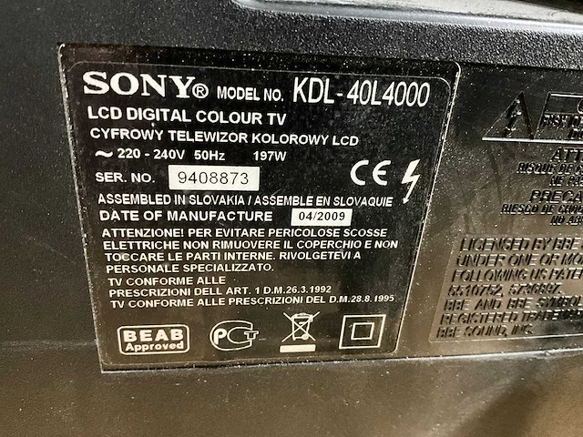 Sony bravia kld-40l4000 televisie - afbeelding 7 van  7