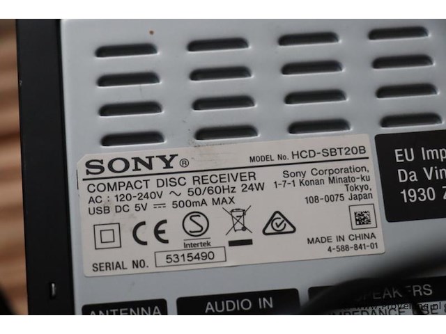 Sony home audio system cmt-sbt20b incl. afstandsbediening - afbeelding 5 van  5