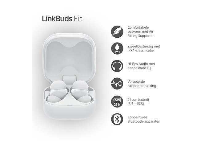 Sony linkbuds fit draadloze oordopjes met noise cancelling - wit - afbeelding 3 van  5