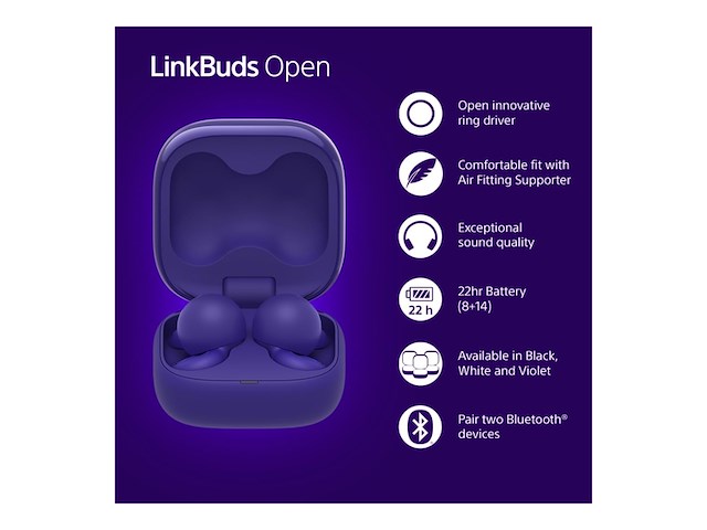 Sony linkbuds open draadloze oordopjes paars - afbeelding 2 van  3