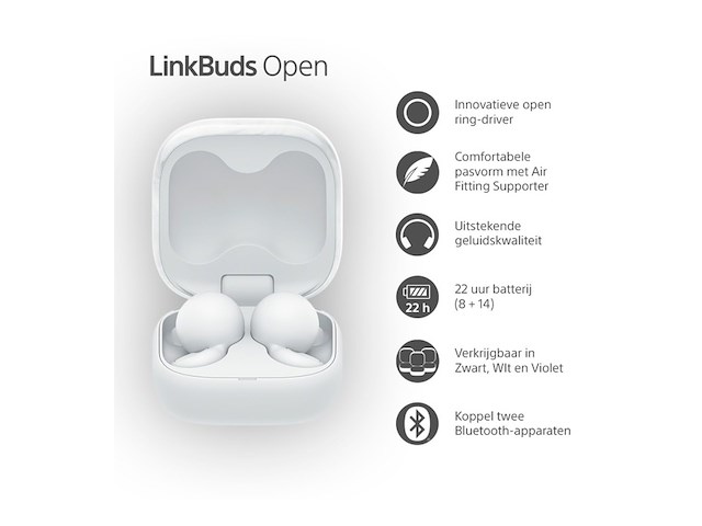 Sony linkbuds open draadloze oordopjes wit - afbeelding 2 van  3