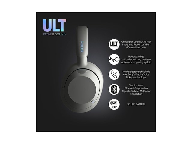 Sony ult wear draadloze noise cancelling koptelefoon off white - afbeelding 2 van  6