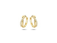 Sparkle14 klap oorringen zirkonia 12,5 mm goud - afbeelding 1 van  2