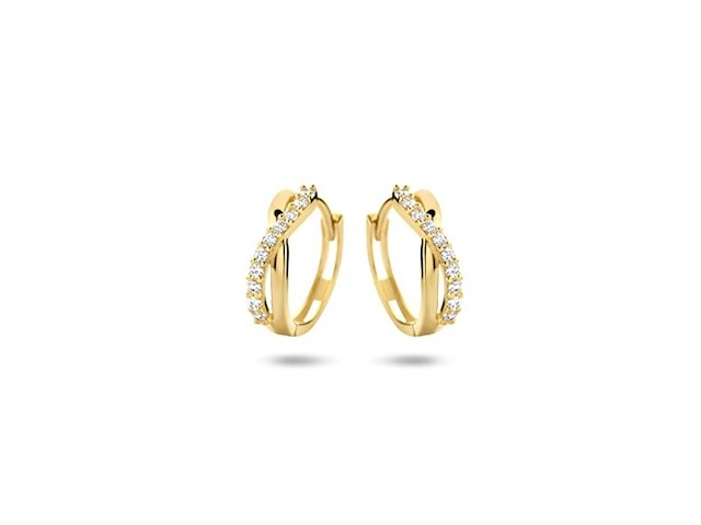 Sparkle14 klapoorringen zirkonia 12,5 mm goud - afbeelding 1 van  2