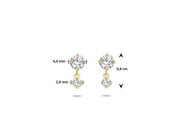 Sparkle14 oorhangers zirkonia goud - afbeelding 4 van  4