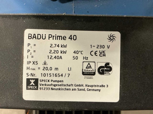 Speck badu prime 40 ongebruikte zwembadpomp - afbeelding 4 van  5