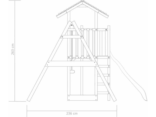 Speelhuis met glijbaan en schommel 407x236x263 cm - afbeelding 3 van  4