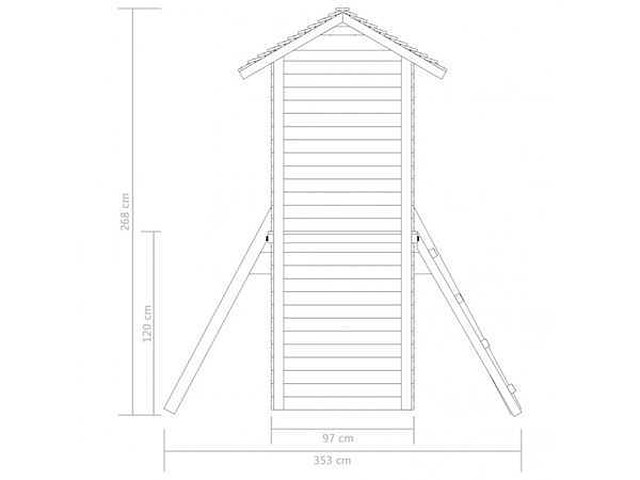 Speelhuis met trap, glijbaan en schommels 235x385x268 cm - afbeelding 2 van  3
