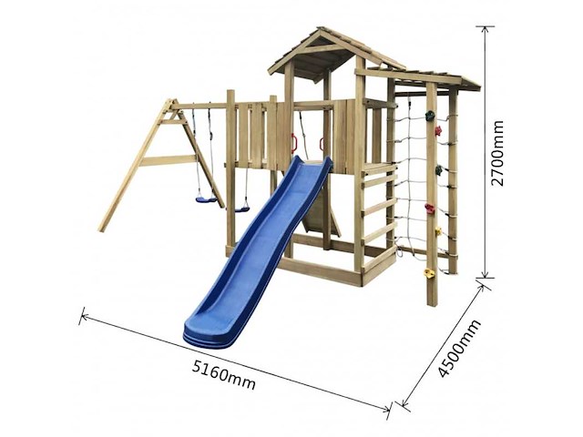 Speeltoestel met glijbaan en schommels 353x390x268 cm - afbeelding 8 van  9