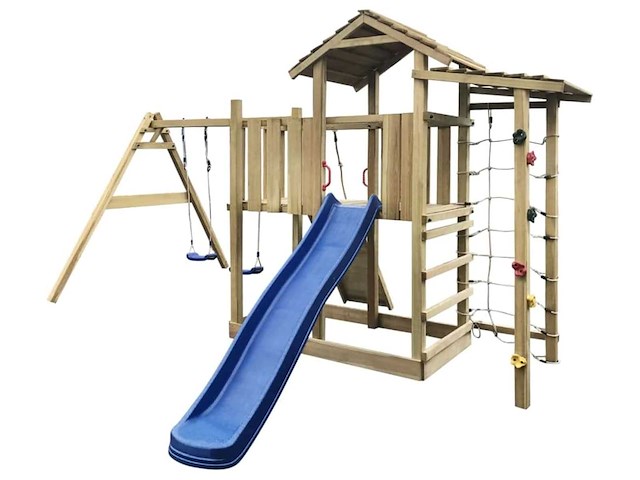 Speeltoestel met glijbaan en schommels 353x390x268 cm - afbeelding 1 van  5