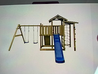 Speeltoestel met glijbaan en schommels 353x390x268 cm - afbeelding 3 van  5