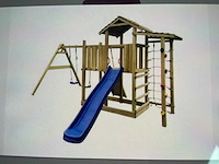 Speeltoestel met glijbaan en schommels 353x390x268 cm - afbeelding 2 van  5