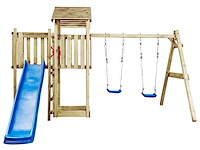 Speeltoestel met glijbaan en schommels 407x340x263 cm - afbeelding 1 van  5