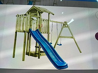 Speeltoestel met glijbaan en schommels 407x340x263 cm - afbeelding 2 van  5