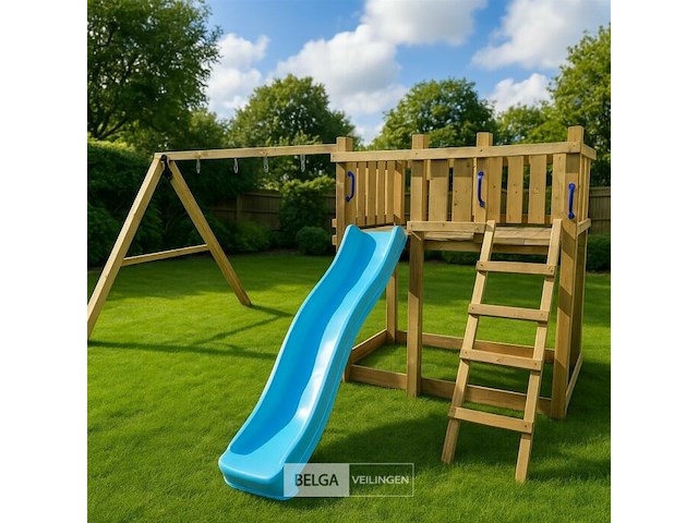 Speeltoren met schuifaf en schommels - afbeelding 1 van  6