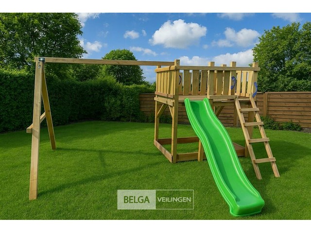 Speeltoren met schuifaf en schommels - afbeelding 1 van  6