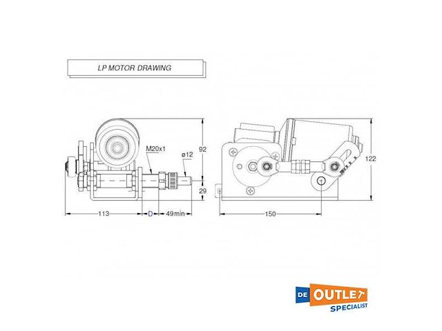 Speich 24v wiper motor - lp2420 - afbeelding 3 van  3