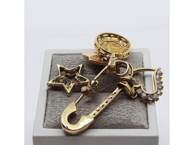 Speld met vier hangers, 18 karaats - afbeelding 3 van  11