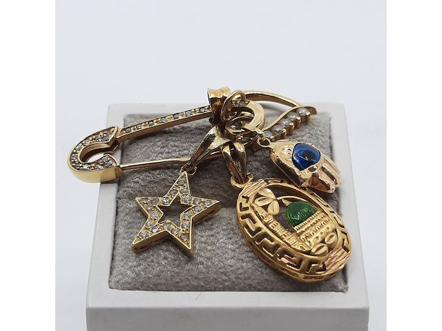 Speld met vier hangers, 18 karaats - afbeelding 1 van  11