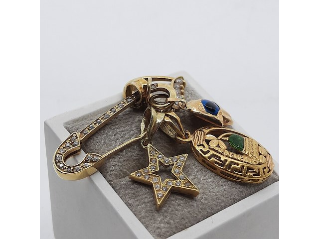 Speld met vier hangers, 18 karaats - afbeelding 4 van  11