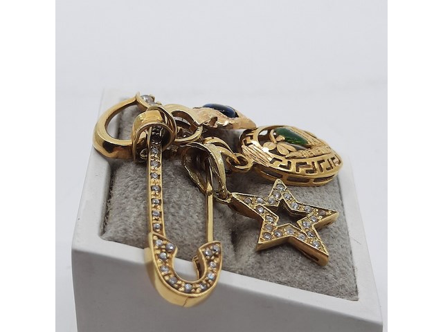 Speld met vier hangers, 18 karaats - afbeelding 5 van  11