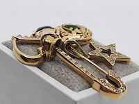 Speld met vier hangers, 18 karaats - afbeelding 6 van  11