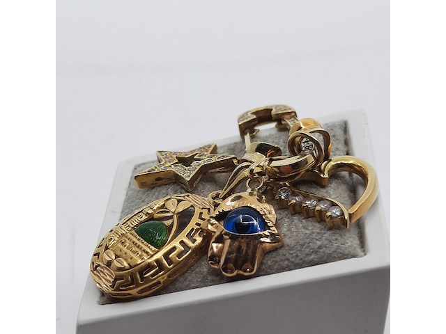 Speld met vier hangers, 18 karaats - afbeelding 8 van  11