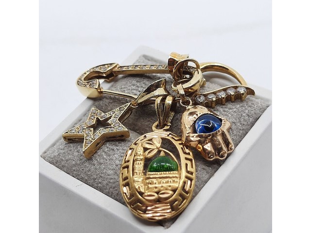 Speld met vier hangers, 18 karaats - afbeelding 9 van  11