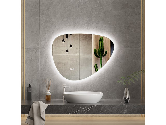 Spiegel asymmetrisch 80x60 +led en verwarming, karo - afbeelding 1 van  1