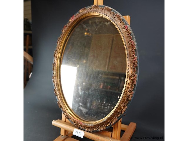 Spiegel in fraaie houten lijst met opleg - afbeelding 1 van  5