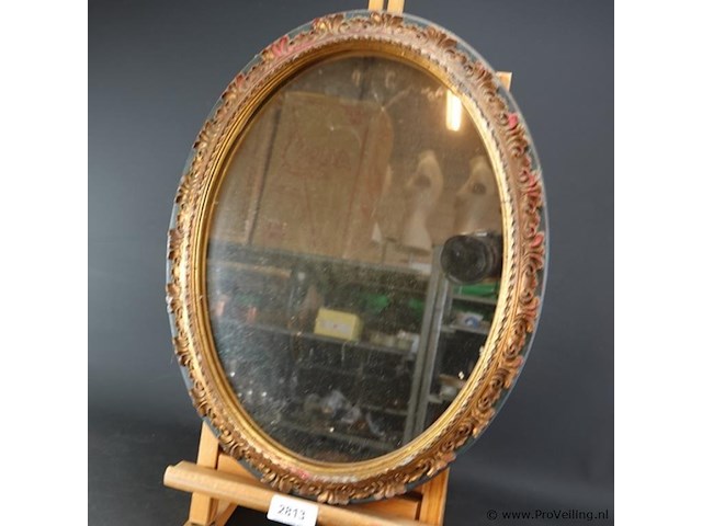 Spiegel in fraaie houten lijst met opleg - afbeelding 2 van  5