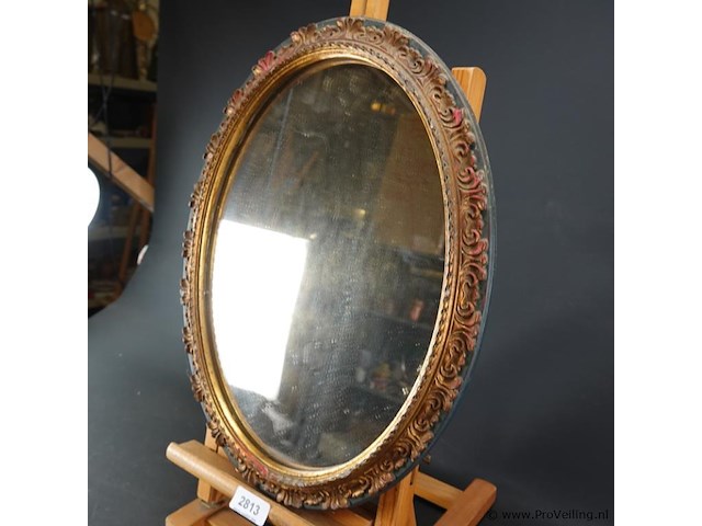 Spiegel in fraaie houten lijst met opleg - afbeelding 3 van  5