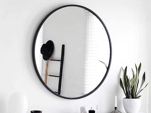 Spiegel met zwarte frame 80cm - afbeelding 1 van  2