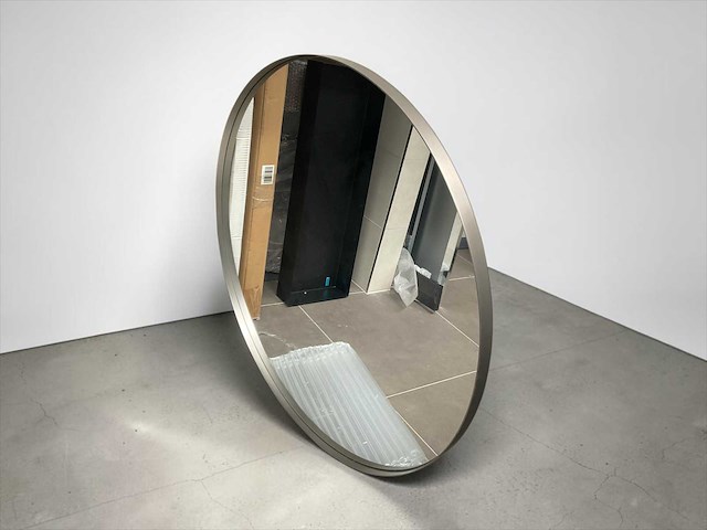 Spiegel rond 100cm in rvs kader - afbeelding 1 van  3