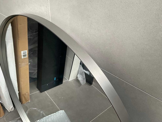 Spiegel rond 100cm in rvs kader - afbeelding 1 van  3