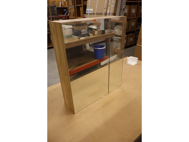 Spiegelkast met verlichting allibert, 829008, naturel houtdecor - afbeelding 1 van  14