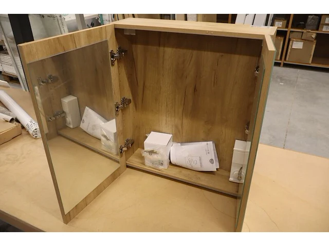 Spiegelkast met verlichting allibert, 829008, naturel houtdecor - afbeelding 9 van  14