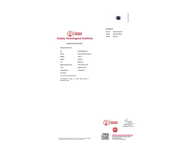 Spinel - 1.98 carat natuurlijke burma spinel - afbeelding 2 van  4