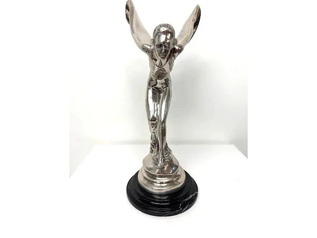 Spirit of ecstasy sculptuur | zilverkleurig op marmeren sokkel | 38 cm - afbeelding 3 van  5