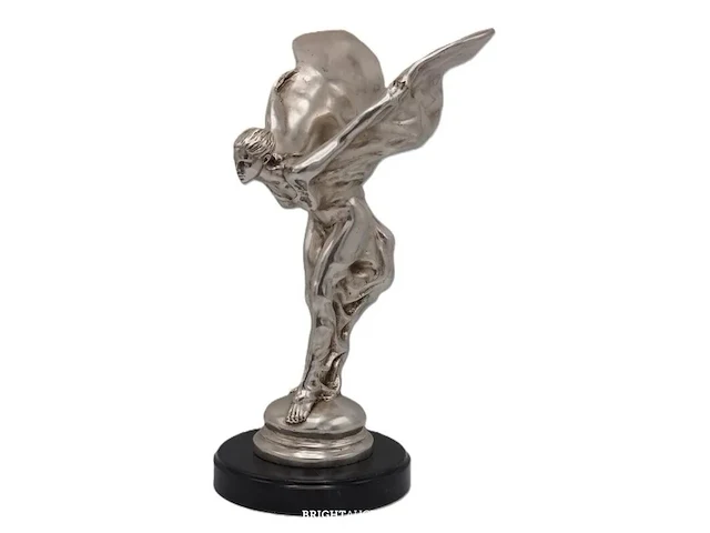 Spirit of ecstasy sculptuur | zilverkleurig op marmeren sokkel | 38 cm - afbeelding 4 van  5