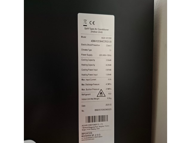 Split airco aux, aux-12ccb/o / 12ccrb/i, bouwjaar 2025 - afbeelding 7 van  11
