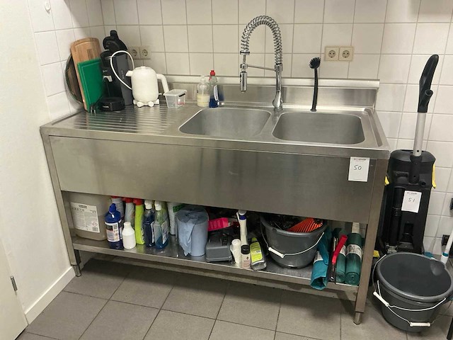 Spoelbak rvs 160x70cm - afbeelding 2 van  3